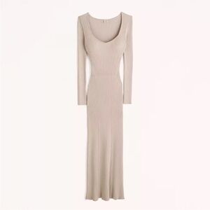 Abercrombie & Fitch Ribbed Maxi Sweater Dress - Large - Light Taupe
